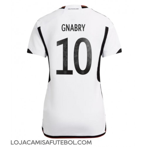 Camisa de Futebol Alemanha Serge Gnabry #10 Equipamento Principal Mulheres Mundo 2022 Manga Curta